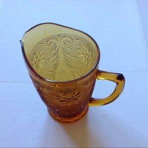 Vintage Amber Indiana Pitcher Glass Daisy Retro